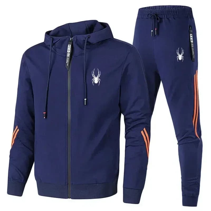 Nuovo set fitness da uomo traspirante e alla moda per la primavera e l'autunno, una giacca casual in due pezzi con cerniera e pantaloni sportivi
