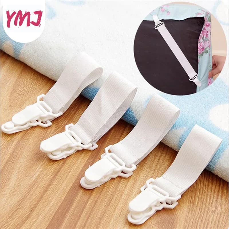4 pezzi lenzuolo bianco coprimaterasso coperte pinze supporto per Clip elementi di fissaggio Set elastico mollette set di lenzuola per la casa