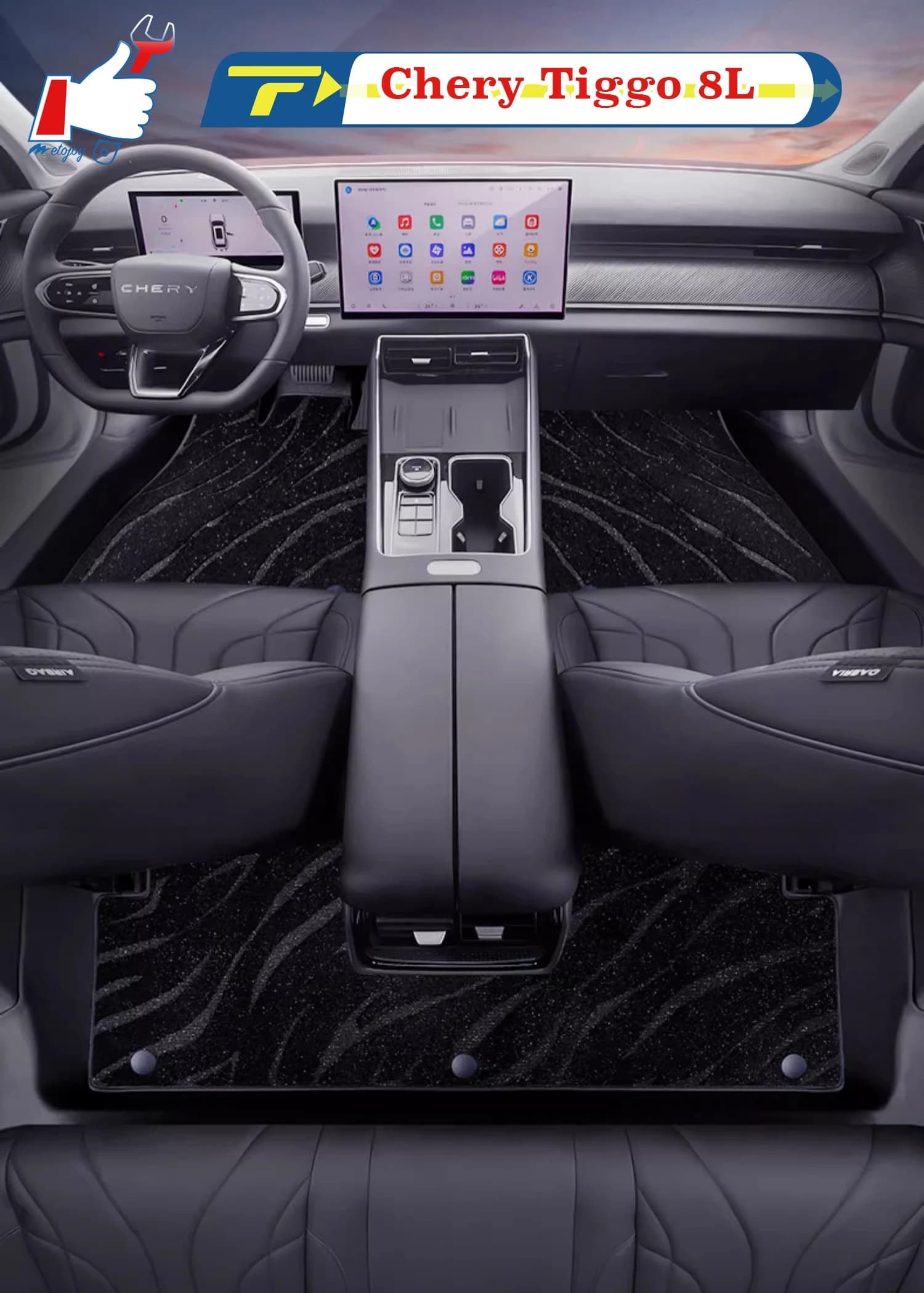 Car mat with left guide for Chery Tiggo 8L 2024 Fully surrounded foot Mat Floor Mat Waterproof Mat