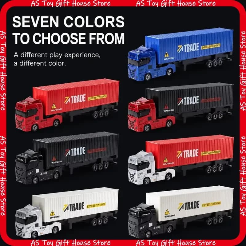 Rtr 1 64 Scale Rc Trailer Truck Alloy Remote Control Container With Flatbed Diy Includes Two Mini Sports Cars Gift For Adults