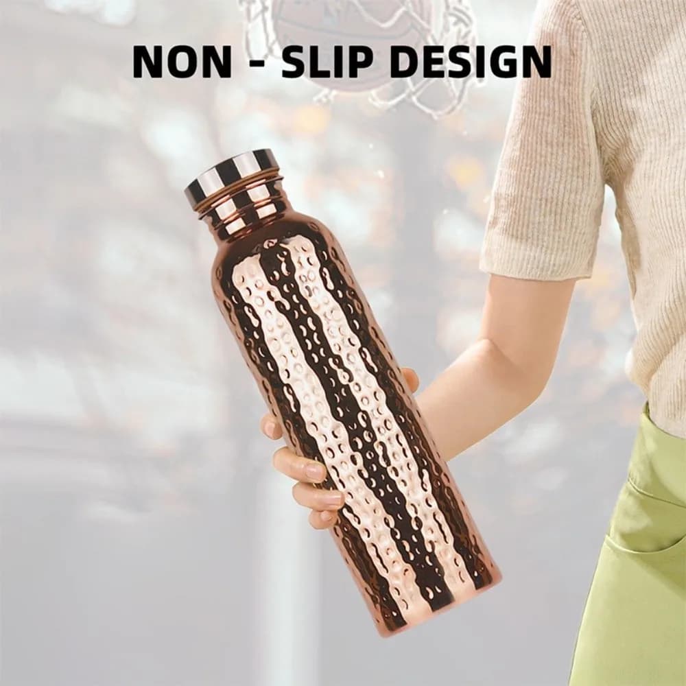 800ML Electroplated Copper Water Bottle Leakproof Portable Insulated Water Bottle Anti-Slip Grip 304 Stainless Steel