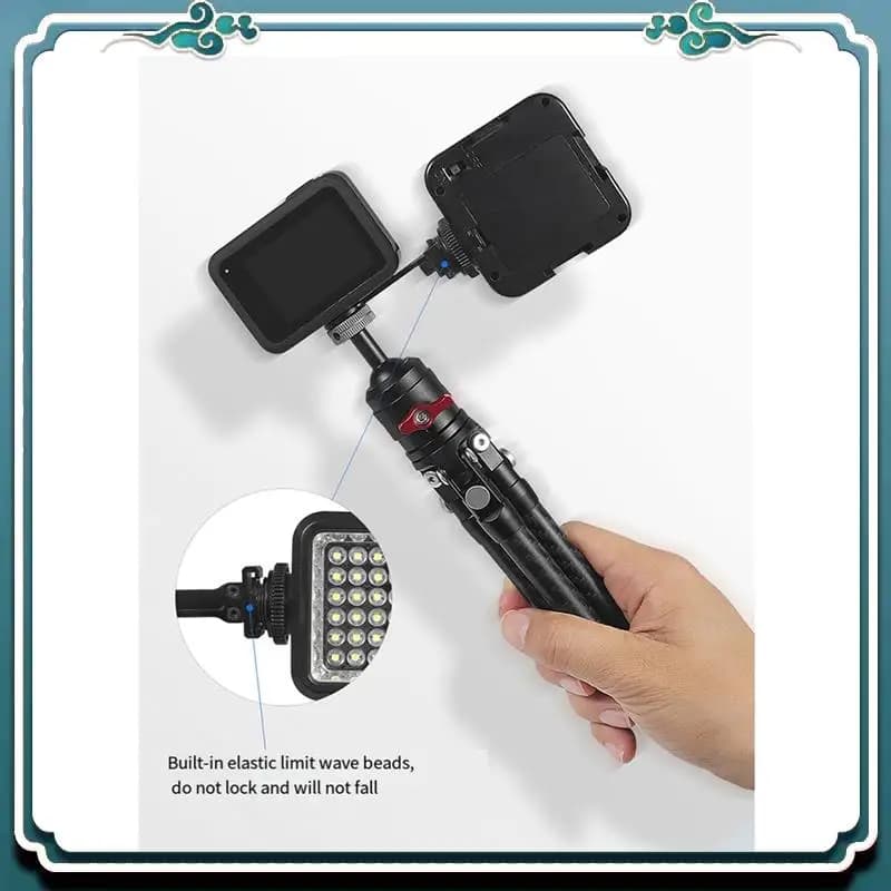 Vlog extension bar mounting adapter for easy-to-use cold skate 1/4 inch screw for action camera bracket Support for tripod with LED light microphone