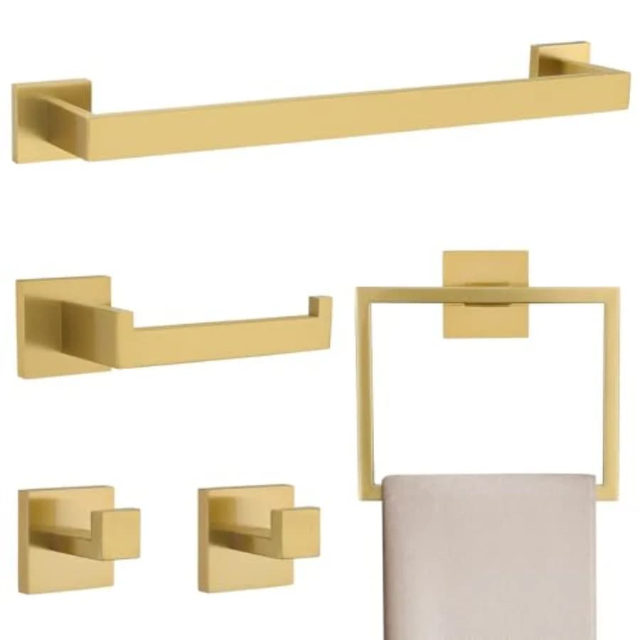 Set di 5 Accessori per Bagno, Set Portasciugamani e Porta Asciugamani in Acciaio Inox SUS304 da Parete