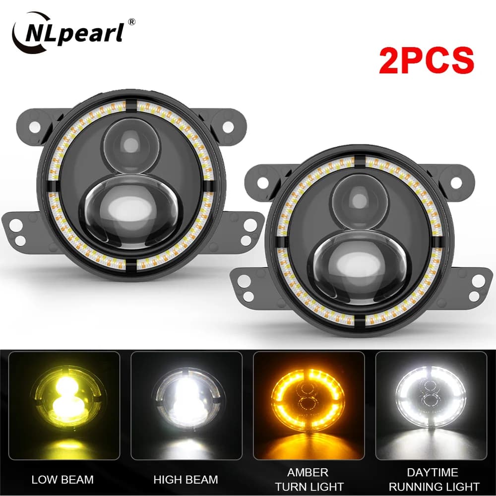 NLpearl 4 Inch LED Fendinebbia With Angel Eyes 30W Halo Ring DRL Car Fendinebbia For Jeep Wrangler Mitsubishi Nissan Suzuki Off Road