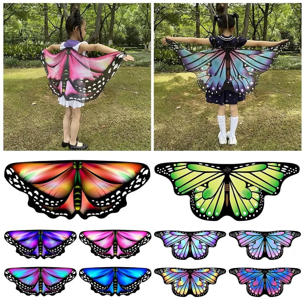 Costume da mantello a farfalla in chiffon alla moda, sciarpe e involucri, oggetti di scena per feste, mantello ad ala, bomboniera