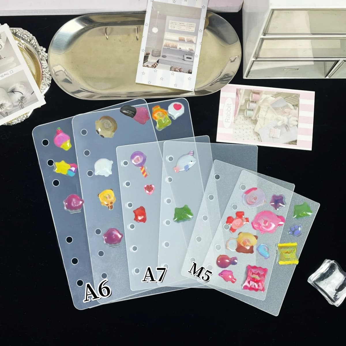 5/10/15 pezzi/borsa A5/A7/M5 divisori a fogli mobili, divisori a fogli mobili, divisori anti-inceppamento irregolari, libro adesivo a bolle d'aria in rilievo 3D, divisori per raccoglitori in materiale Pp