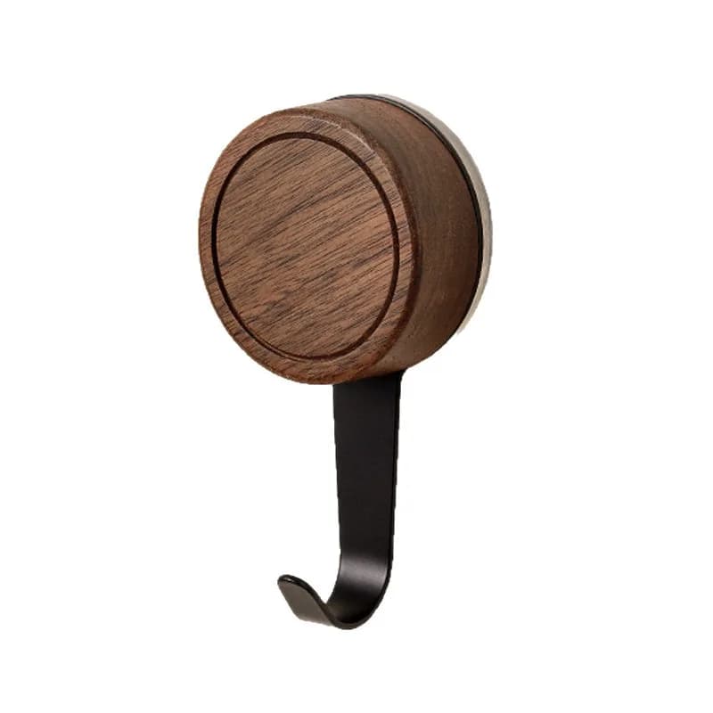 Walnut Wood Suction Cup Hook Punch Free Wall Hanger for Hallway Coat Hat and Bathroom Towel Storage in Home