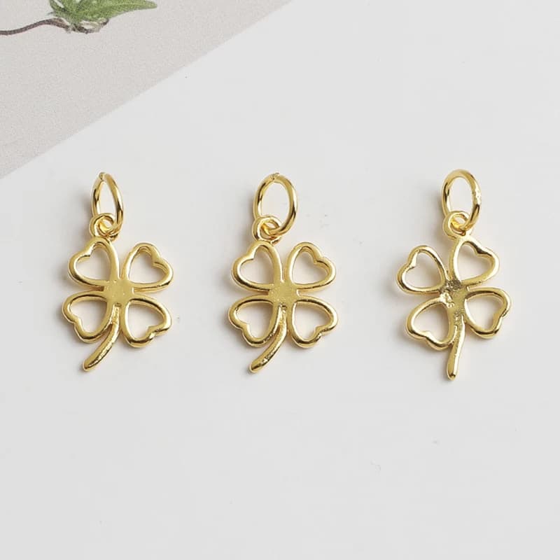 1 pz 925 Sterling Silver Lucky Clover Pendenti 14x10mm Manuale Orecchini/Collana/Bracciali Pendenti e Ciondoli In Argento fai da te Donne/Uomini Gioielli