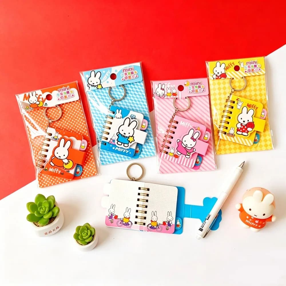 4PCS Miffy Kawaii Small Coil Notebook Cartoon Colored Pages Notebook Notes Student Office Notes Message Notes Cute Gift Toy