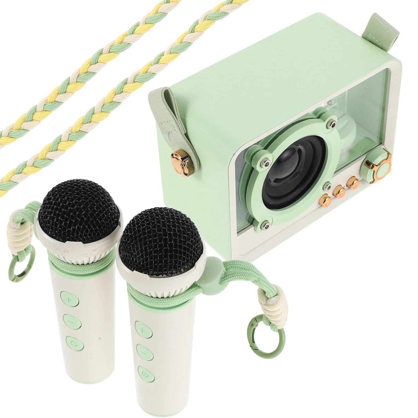 Set Karaoke con Altoparlante e Microfono Integrato, Mini Macchina Karaoke Portatile per Casa e Feste all'Aperto, Altoparlante Wireless con Microfono