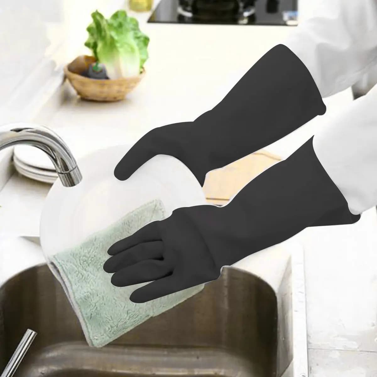 Guanti da Lavoro in Lattice Rinforzati Antiscivolo, Design Ergonomico a Cinque Dita per Lavori Idraulici, Cambio Olio, Superfici Bagnate, Resistenti all'Usura