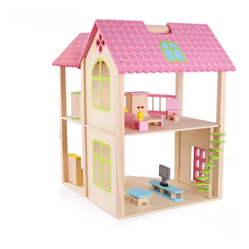 Casetta in Legno Rosa Grande per Bambine, Giocattolo Educativo per Giocare e Stimolare l'Immaginazione