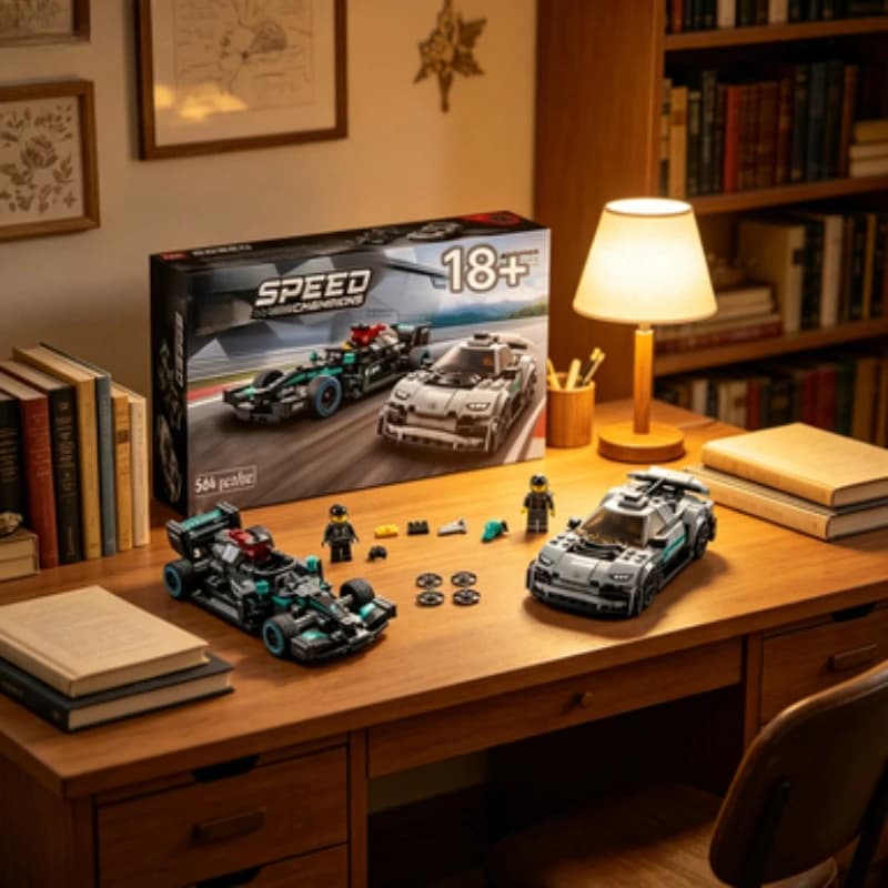 Set di mattoncini modello auto da corsa 76909 di tendenza 2026, mini regalo per feste di compleanno e Natale per bambini, compatibile con i mattoncini LEGO