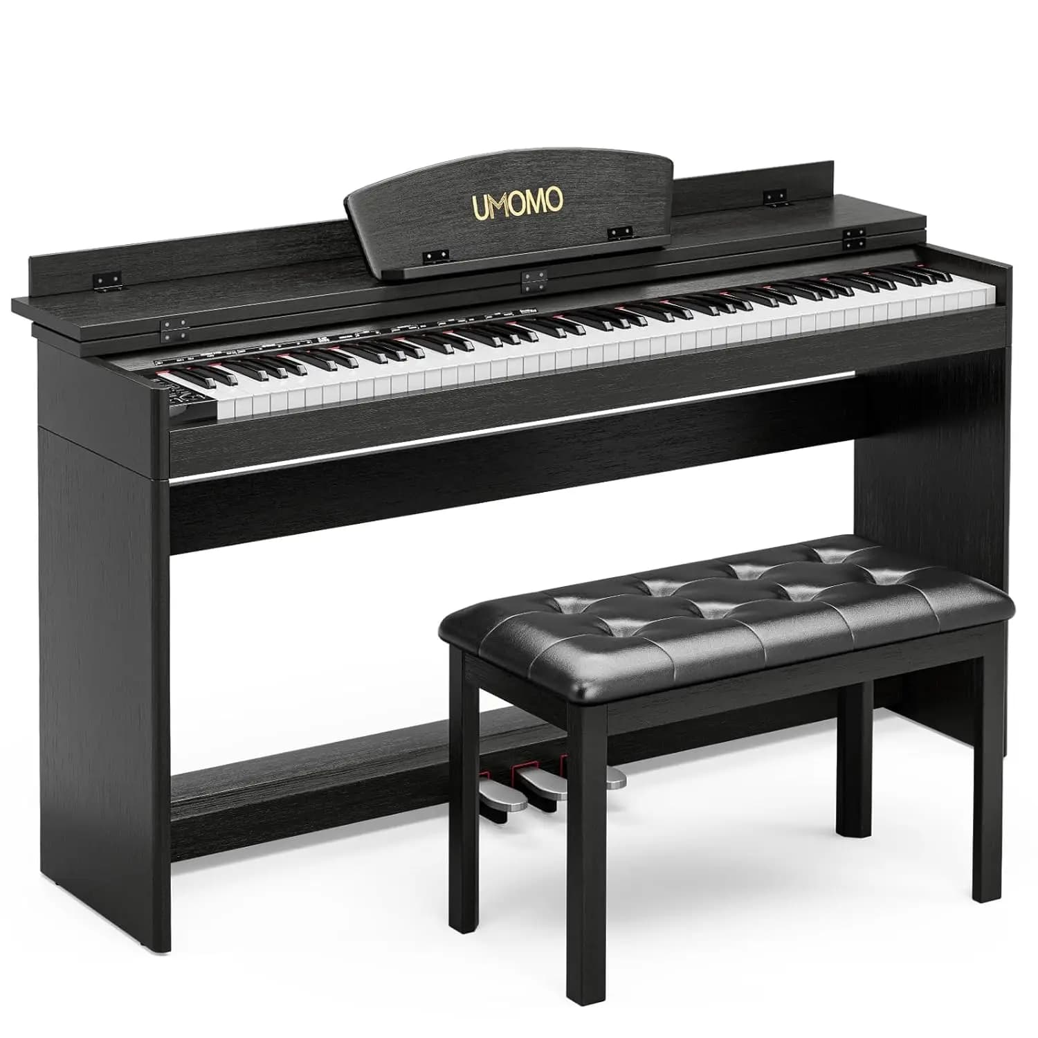 Pianoforte Digitale U-720 a 88 Tasti con Panca, Pianoforte Elettrico a Grandezza Naturale con Supporto, Ingresso Cuffie, 3, Personalizzabile