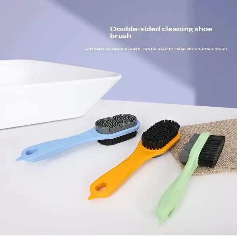 Compact Double-Sided Shoe Brush with High-Quality Silicone Bristles
