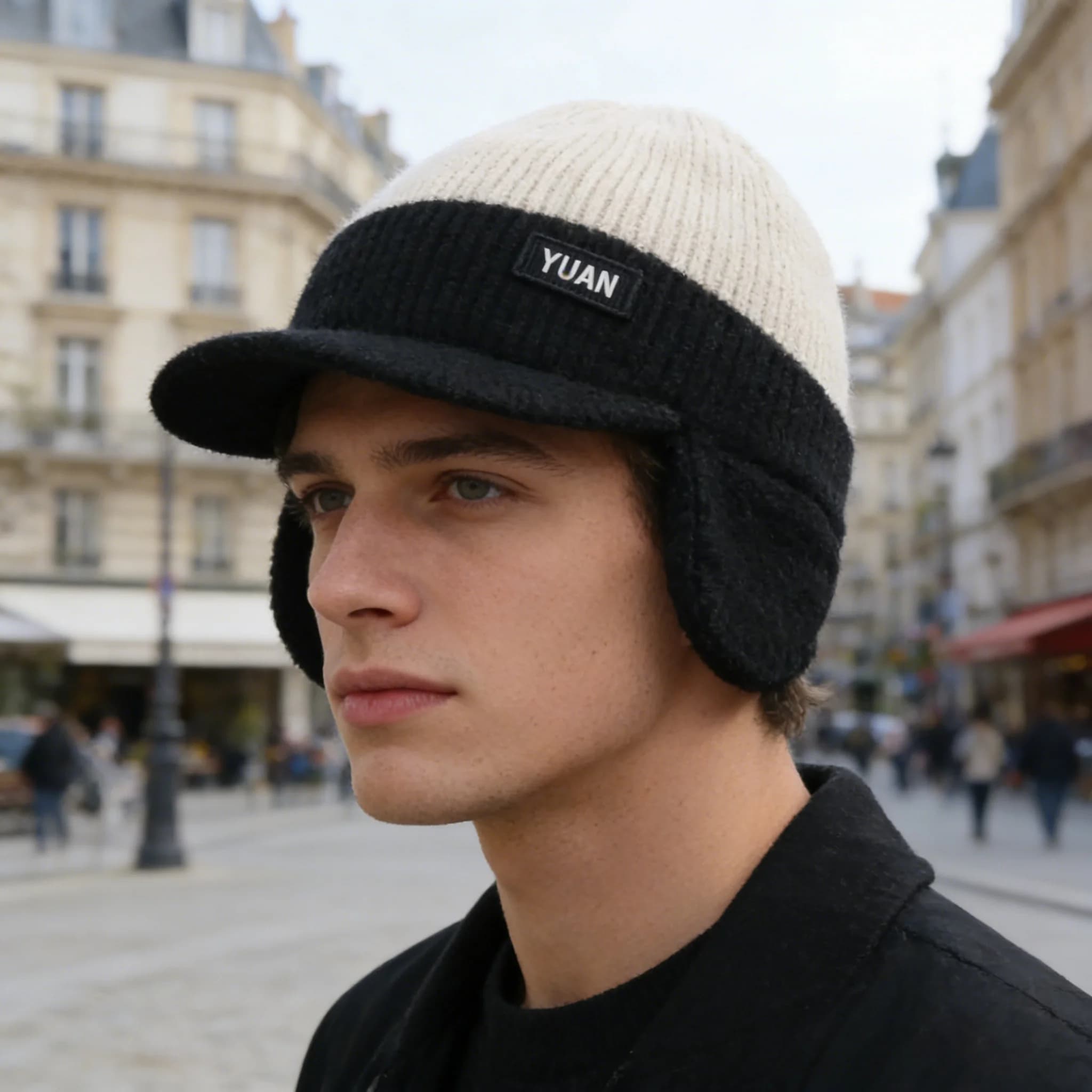 Winter Hat Velvet thickened anti cold hot wool from riding protective hat anti-wind knitted hat pullover anti cold
