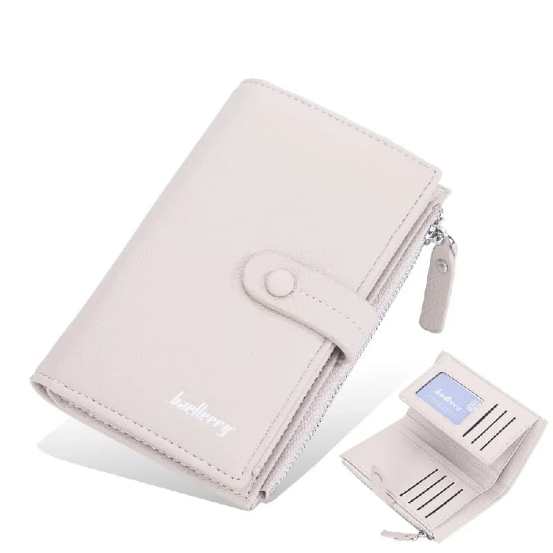 Ladies Long Wallet 3-Fold Fashion Coin Purse with Phone Holder Button Clasp Bank Card & ID Card Storage Holder
