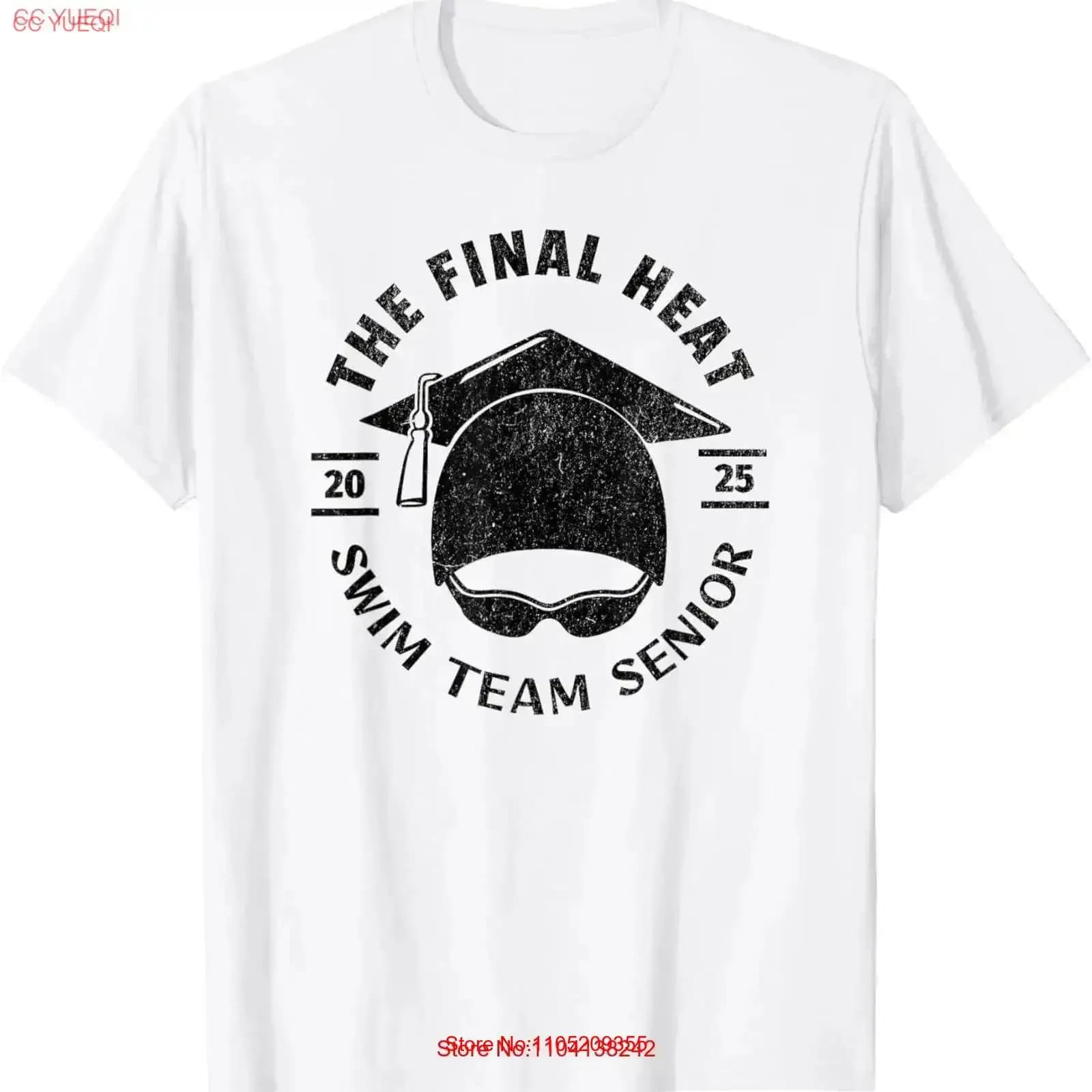 Swim Senior 2025 T-shirt with vintage graduated cap washed slightly elegant unisex streetwear soft and breathable elongated homme