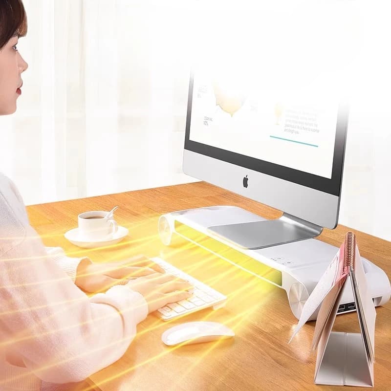 2 in 1 Desktop Heater & Monitor Stand Home Office Heaters Electric Heaters Winter Warmer Machine with USB Port Standard Plug