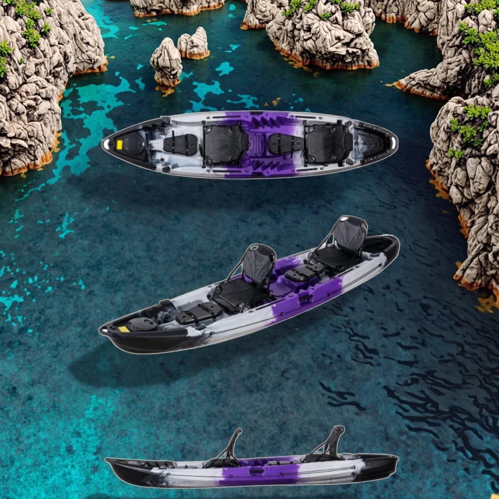 Kayak da Pesca in Plastica per Famiglie, 3 Posti, con Sedile a Telaio, Comodo e Pratico per la Navigazione e il Noleggio