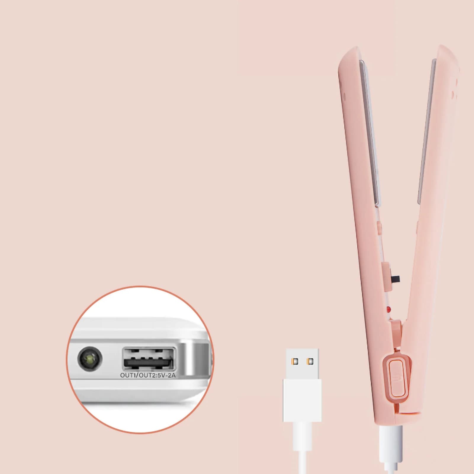 Iron Heating Mini Hair Plate 2 in 1 USB ceramic heating iron iron curling hair dryer