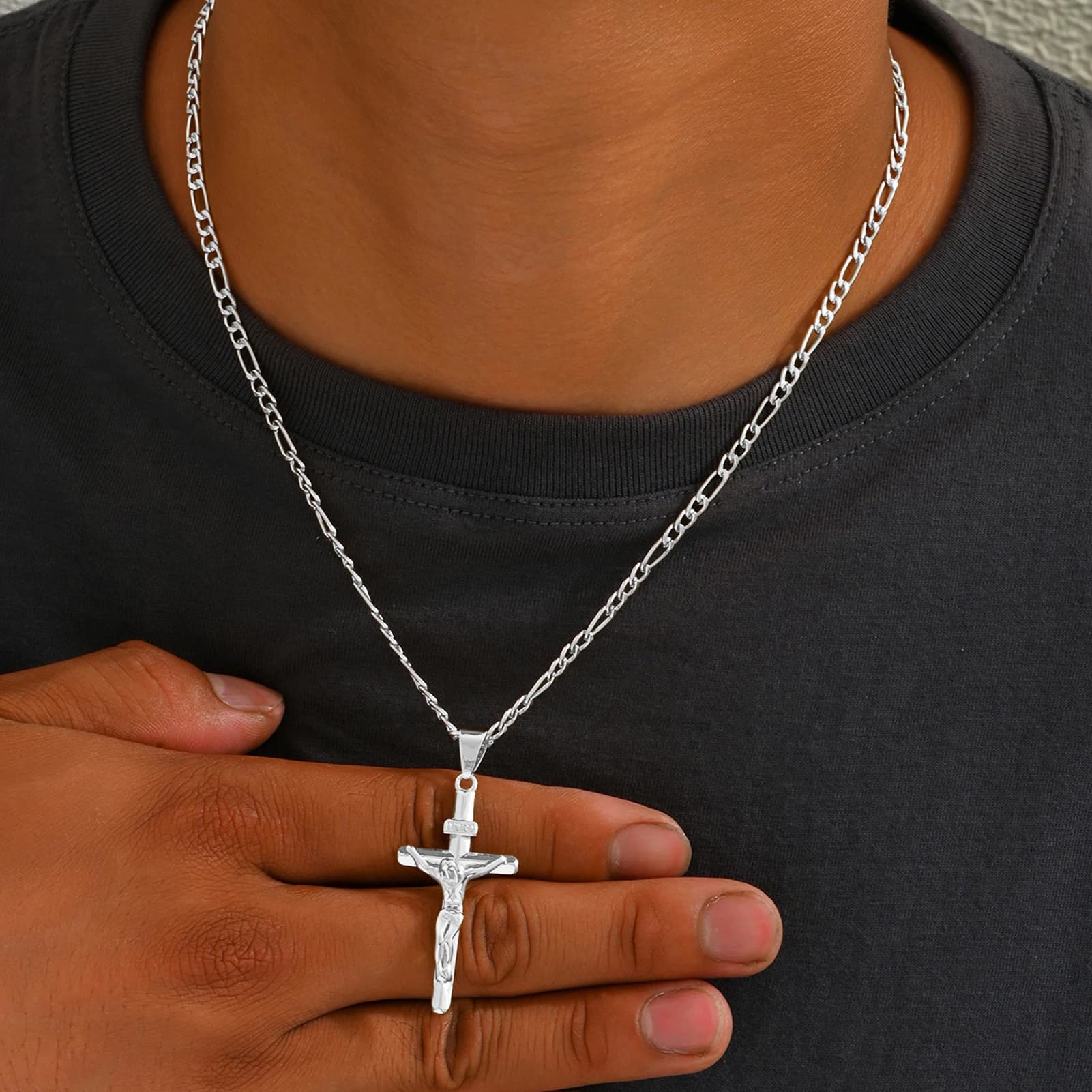 Collana con ciondolo a croce in rame da uomo, design unico, per l'uso quotidiano e come regalo
