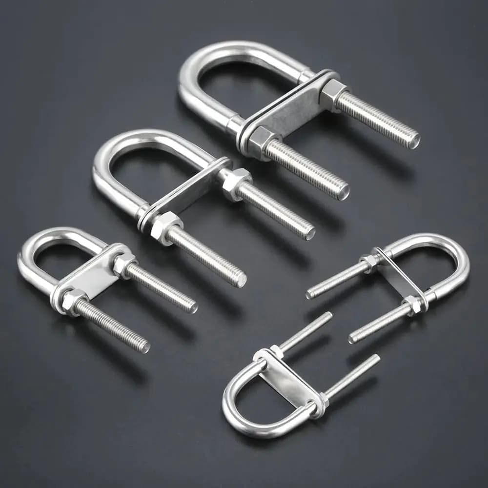 1Pcs Bow Stern Marine U-bolt Screw Pads 304 Stainless Steel Boat Hardware with Nut Metal Eye Rope Rigging Yacht Accessories