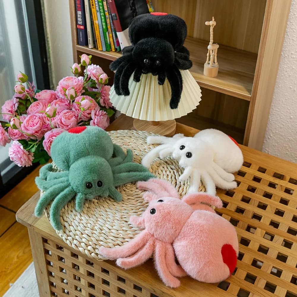 Simulazione di Halloween Ragno Giocattoli di peluche Ragno che salta Bambola strisciante Bambola per animali domestici Peluche carino Rettile Peluche Bambola super carina Regalo per bambini