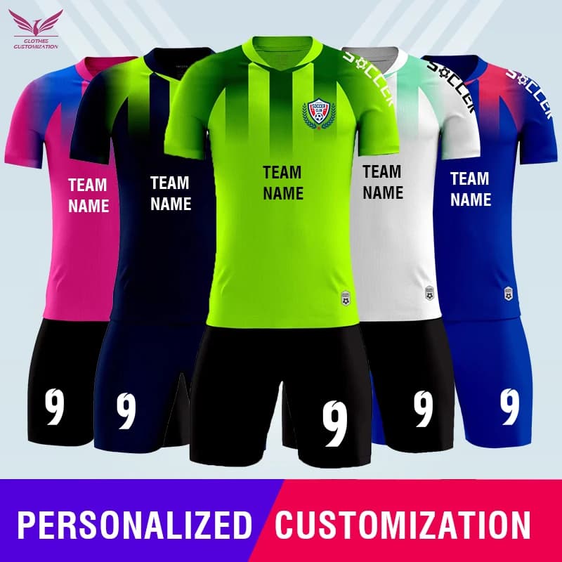 Set di maglie da calcio personalizzate per uomo Stampa numero Nome Club Training Uniforme da calcio Maglia sportiva da calcio personalizzata