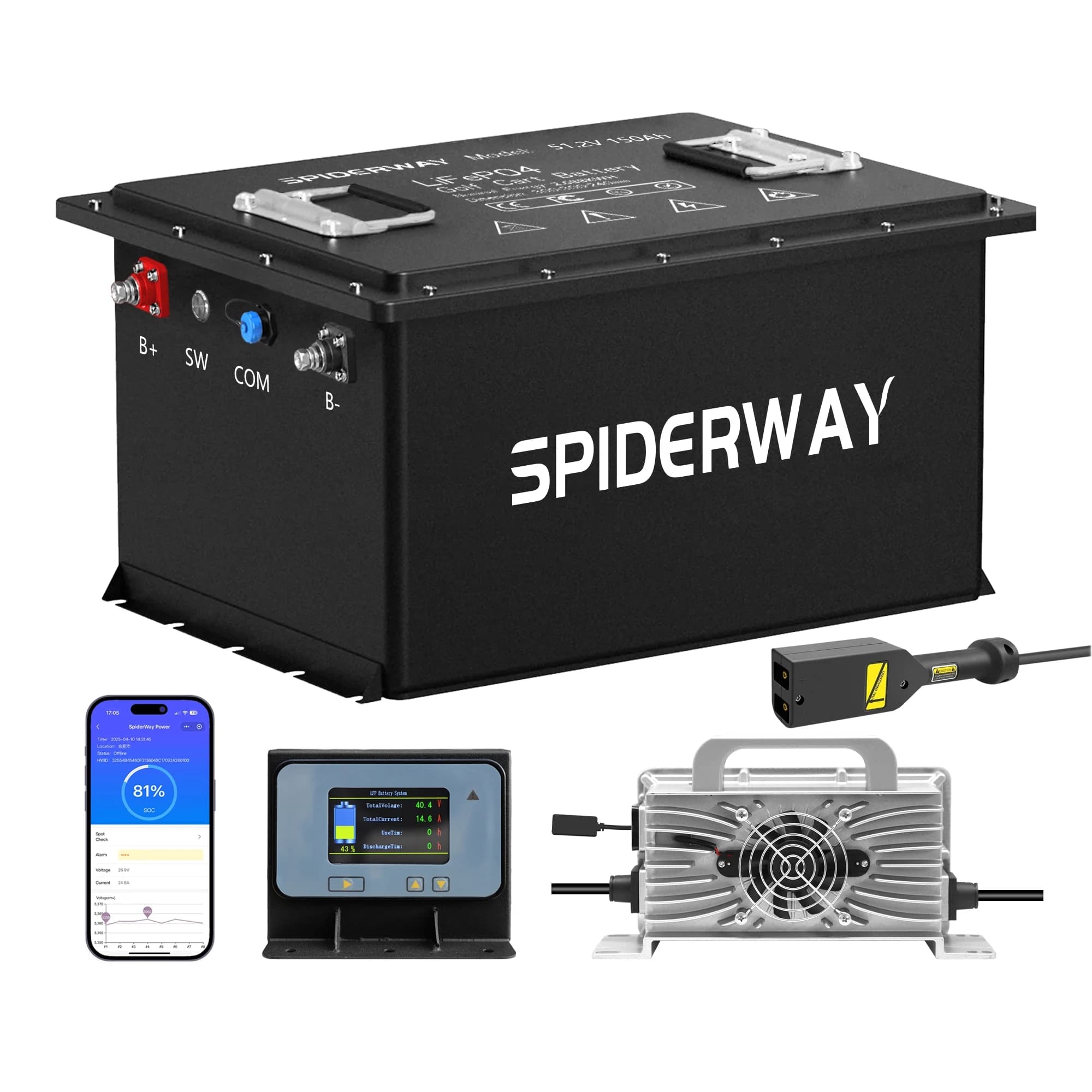 Batteria al Litio LiFePO4 48V 150Ah per Golf Cart + Caricabatterie 48V 25A per EZGO TXT, Freedom TXT, Shuttle TXT