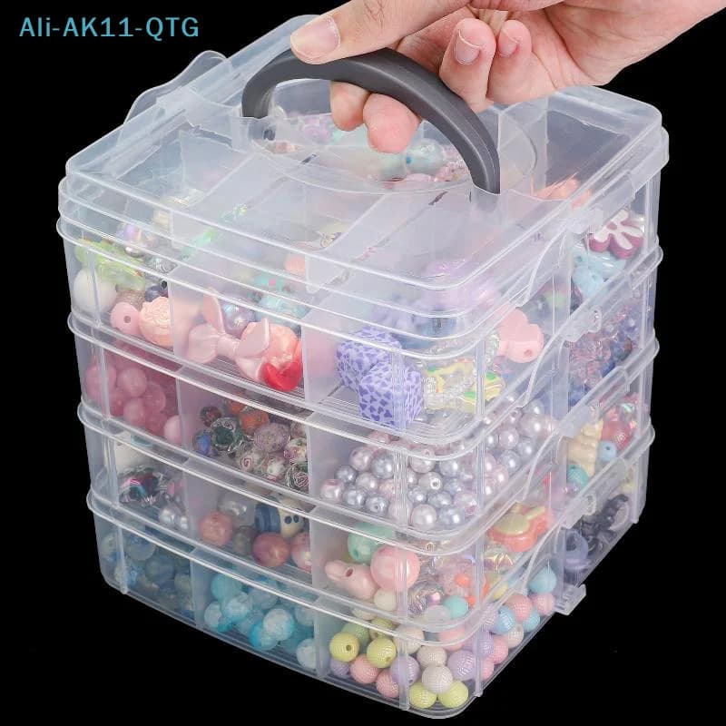 NUOVA Scatola di Plastica Trasparente a 3 Livelli con 18 Scomparti Regolabili e Impilabili per Organizzare Giocattoli, Gioielli e Accessori