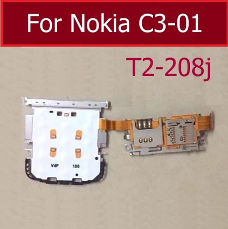 Cavo flessibile per connettore presa slot per lettore di schede SIM per Nokia C3-01 T2-208j parti di ricambio nastro flessibile adattatore scheda SIM