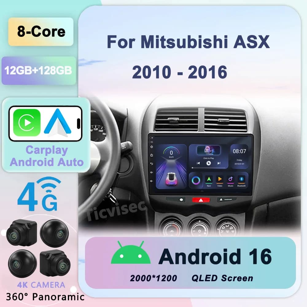 For Mitsubishi ASX 1 2010 2011 - 2016 C4 Peugeot 4008 Car Radio Multimedia Video Player Navigation GPS Android 16 2din 2 din