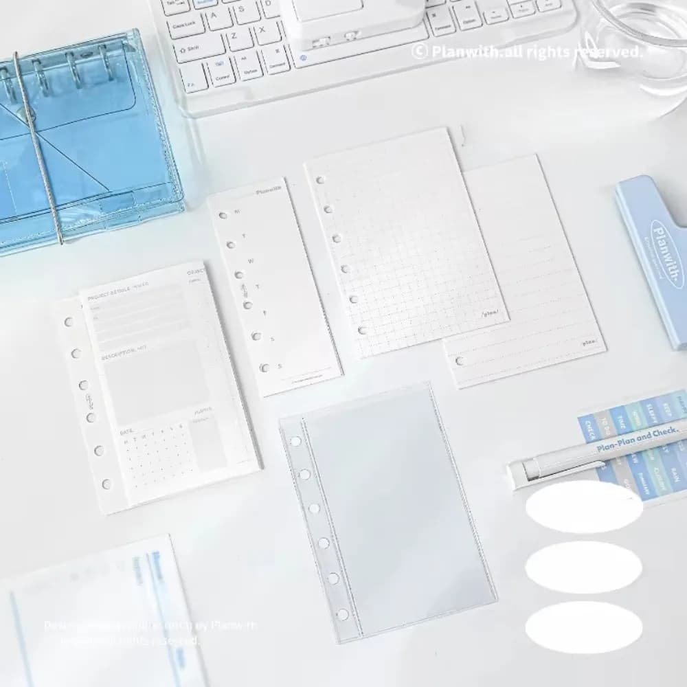 Quaderno Ricaricabile Ins A7, Taccuino a Fogli Mobili in PVC Trasparente, Stile Semplice, Agenda a Fisarmonica per Studenti