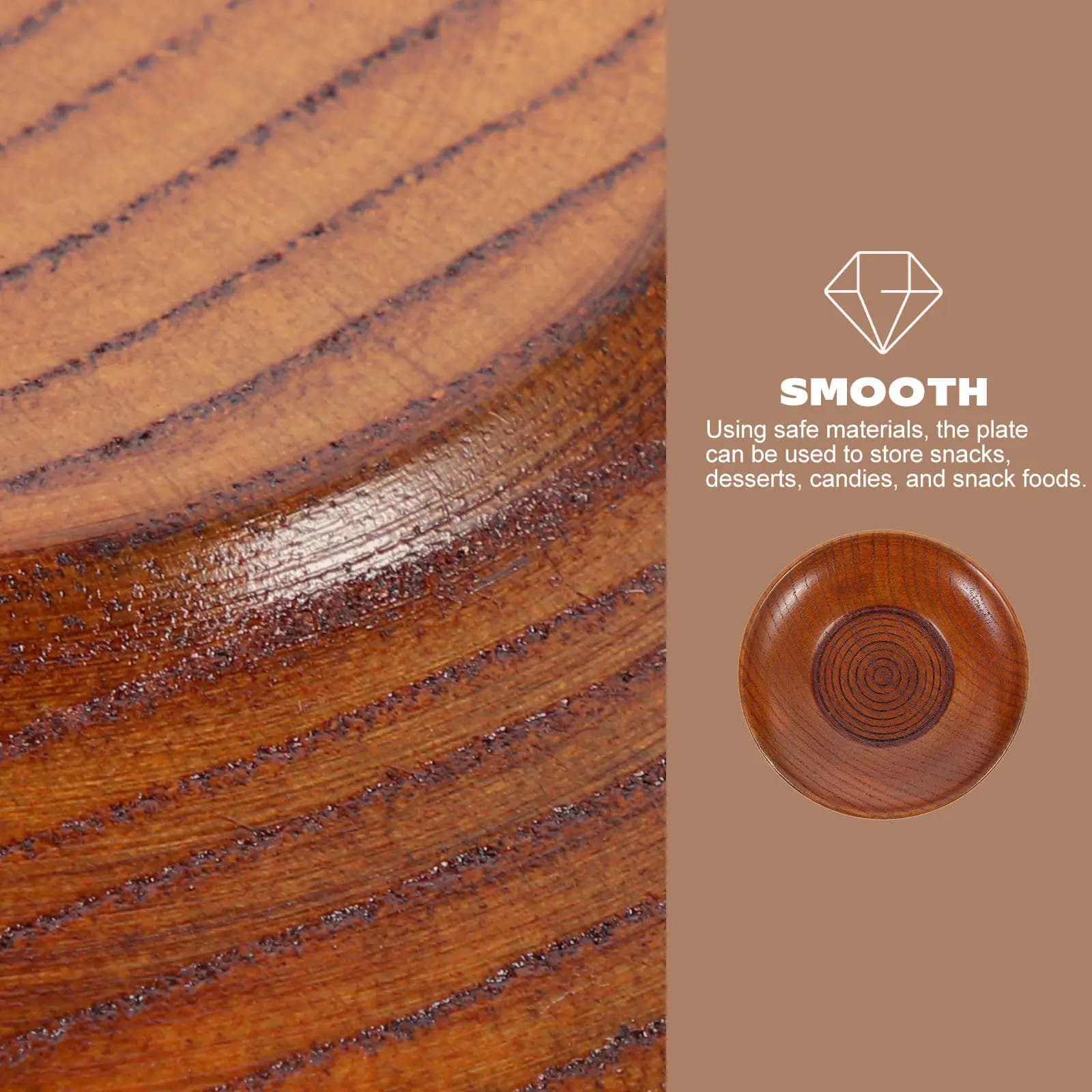 Eco Friendly Wooden Food Serving Plate Round Rustic Style for Dried Fruit Candies Sweets Snack Holder Home Restaurant Dessert