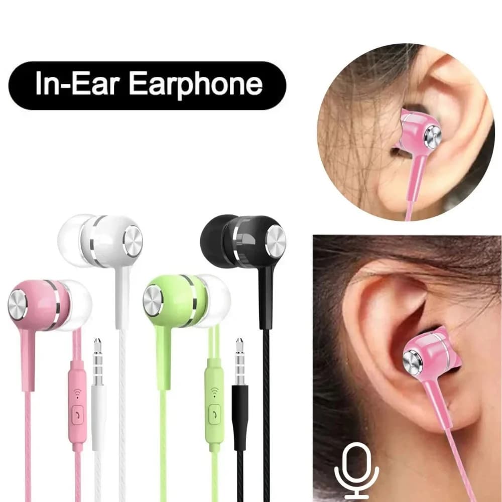 3.5mm Wired Earphones In-Ear Headphones with Mic HiFi Stereo Bass Noise Cancelling Sports Gaming Headset for phone Tablet Laptop