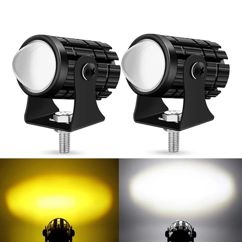 Mini luce di guida lente per proiettore a LED faro per moto ATV Scooter Dual color LED Lens Beam luci di guida luce ausiliaria
