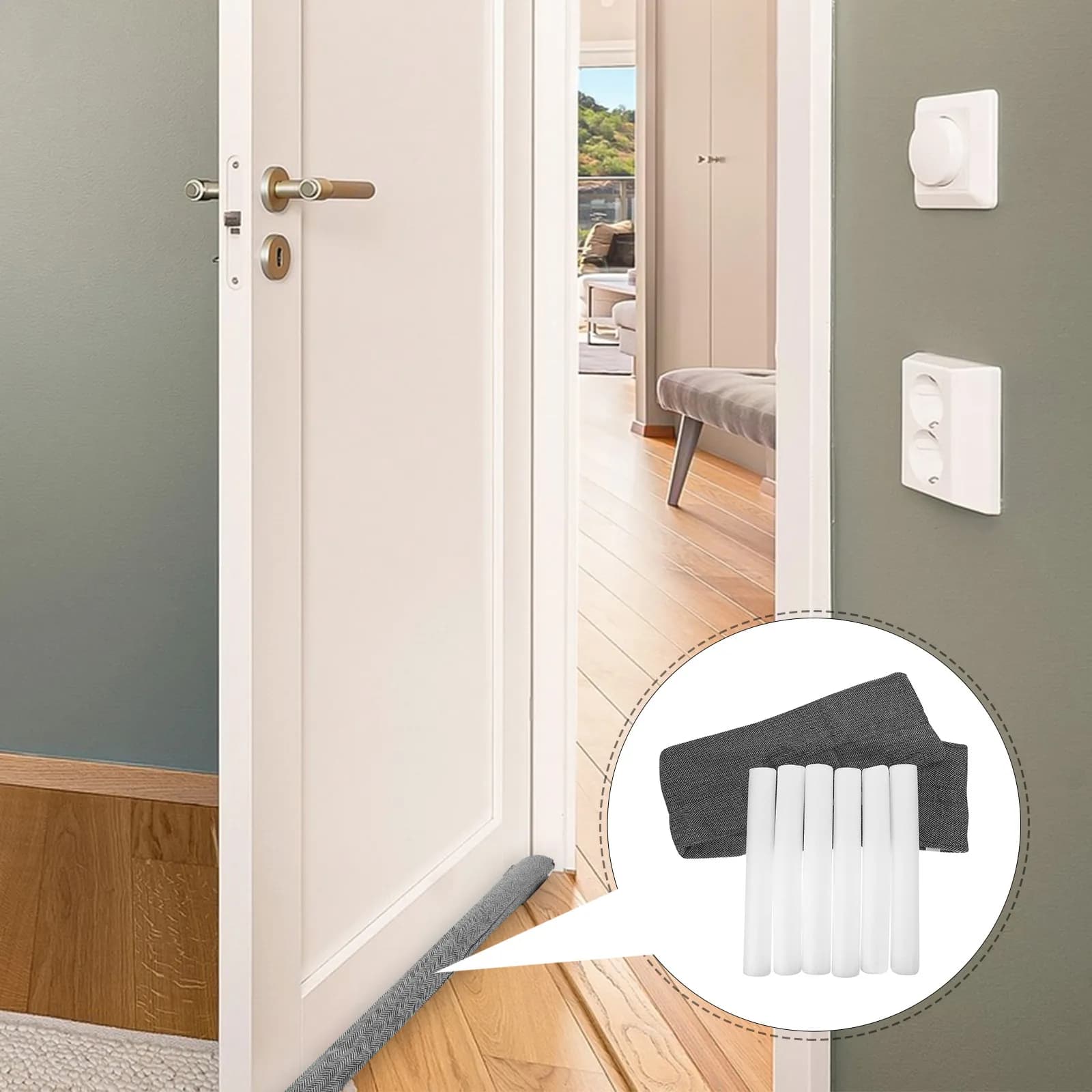 Set di 1 Bloccaporta in Tessuto Oxford con Spugna, Isolante Acustico, Antivento, Antirumore, Guarnizione Sottoporta per Camera da Letto