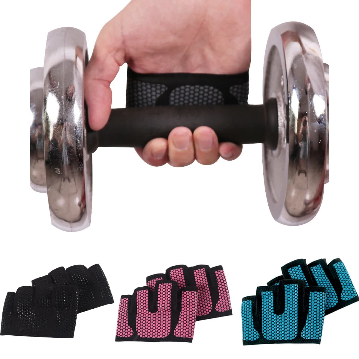 Half-tip gym gloves for men and women, silicone anti-slip, for training, tractions, weight lifting, hand palm protection