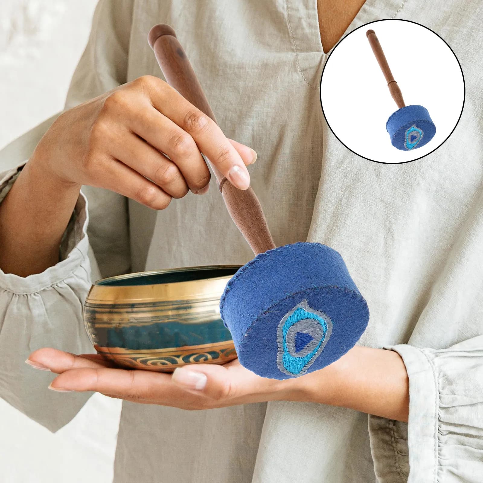 Wood Singing Bowl Mallet Ergonomic Handle Tibetan Bowl Striker Stick Sound Hammer for Meditation Gong Accessories Rituals
