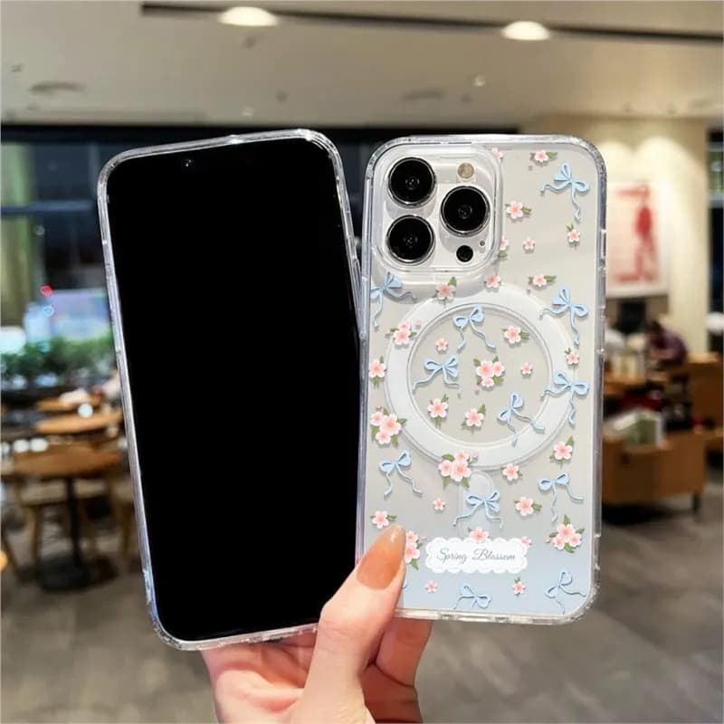 Pink Bow Phone Case for iPhone 17 Pro Max 16 15 14 13 12 11 Air Magnetic Wireless Charging Shockproof Protective Cover New 2026
