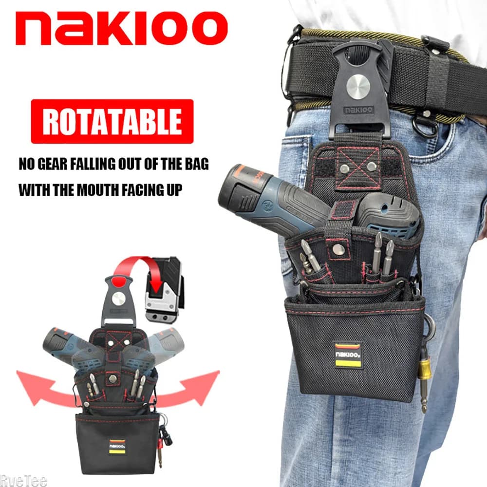 NAKIOO Borsa per attrezzi per trapano girevole a sospensione rapida Organizzatore per cintura per attrezzi per regalo da uomo per attrezzi da elettricista Tajima
