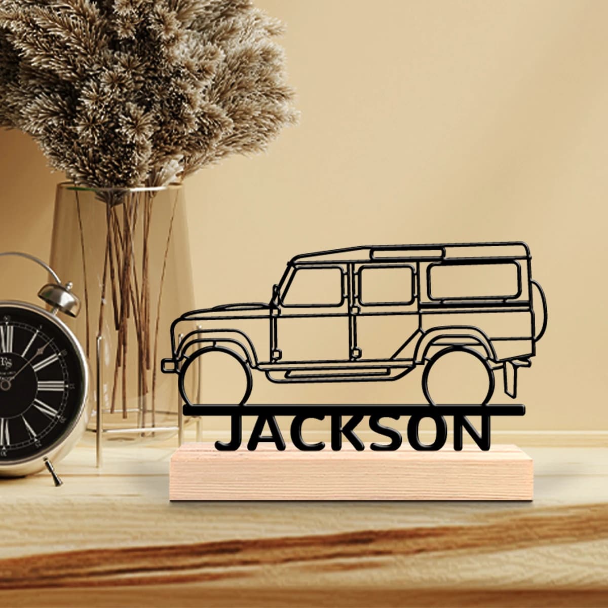 1pc Fashionable Personalized Custom Metal Statue Custom Name Equipped with A Wooden Base Modern Rural Home Desktop Decorations