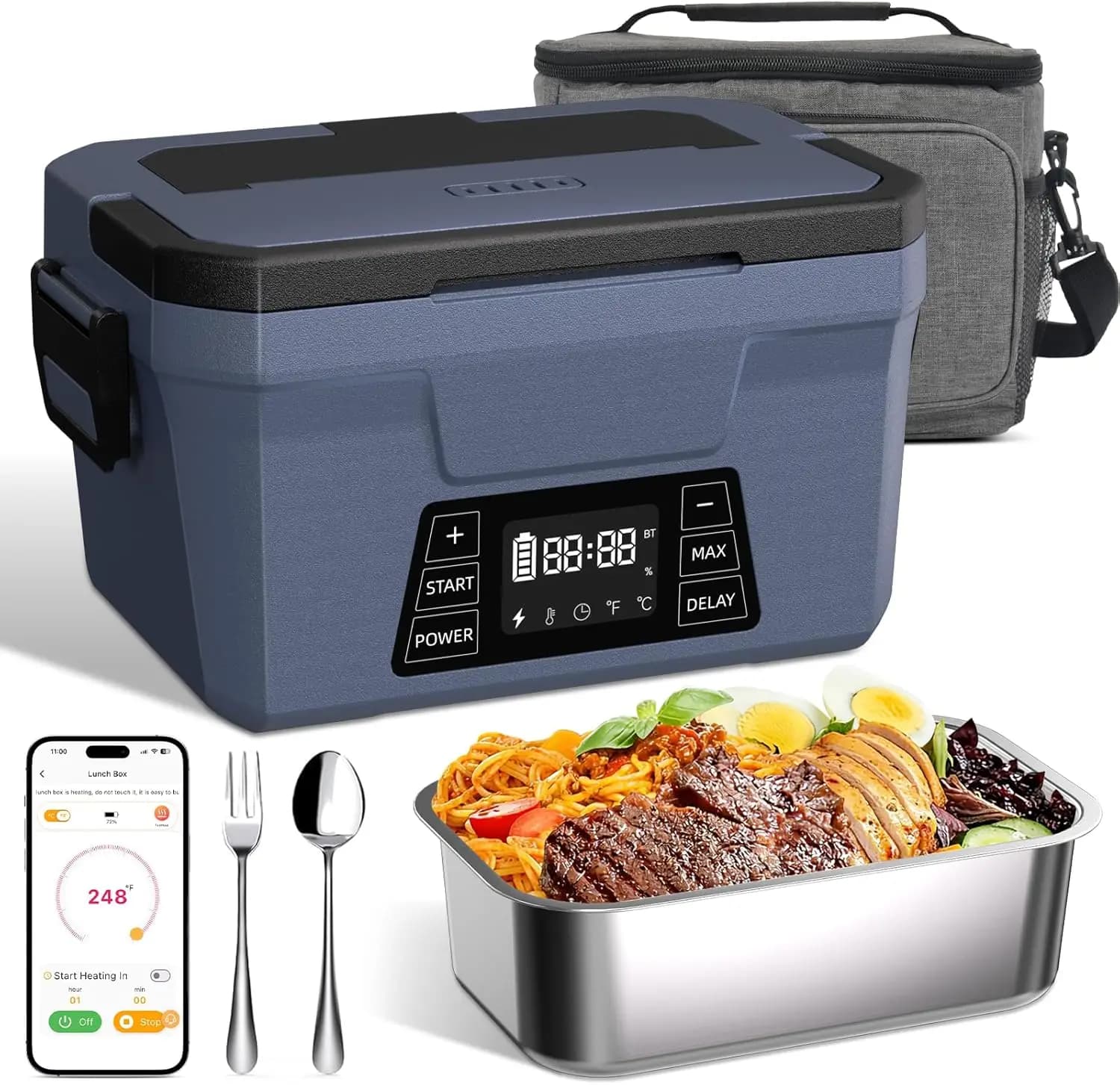 Scaldavivande Elettrico Senza Fili per Adulti, Controllabile tramite APP, Alimentato a Batteria, Riscaldamento Automatico, Modello 248 ℉ Max