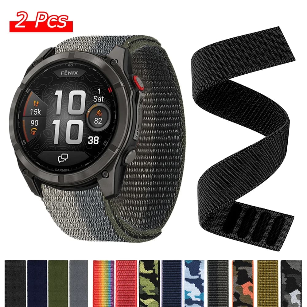Cinturino QuickFit 22/26mm per Garmin Fenix 8 Pro, Fenix 6, 6X Pro, 7, 7X, 5X, cinturino in nylon con chiusura a strappo, bracciale per Tactix 8/Instinct 3, 970