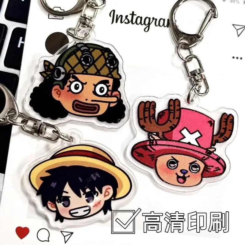 One Piece Anime Merchandise Acrylic Keychain Monkey D. Luffy Roronoa Zoro Chopper Pendant Student Backpack Pendant Children Gift