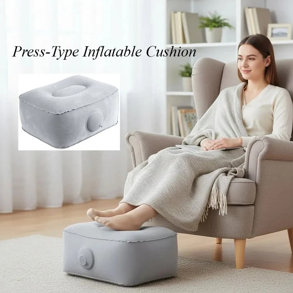 Press-Type Inflatable Cushion Travel Foot Rest Pillow Portable Car Airplane Seat Heightening Cushion for Camping Outdoor