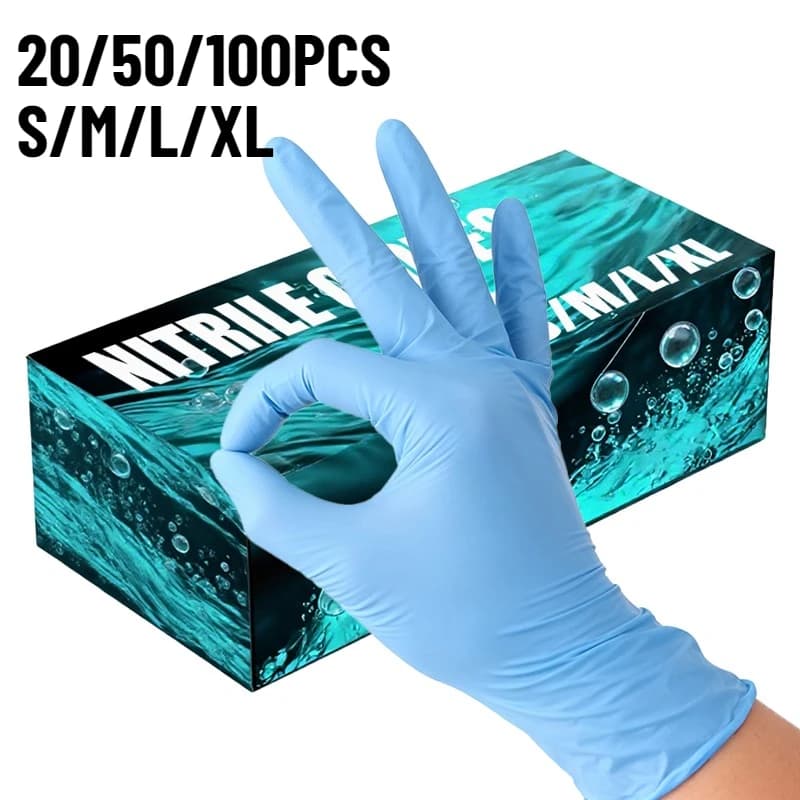20/50/100PCS Guanti in nitrile blu Guanti usa e getta Cucina domestica Strumenti per la pulizia del bagno per lavare i piatti Unghie artistiche Pittura