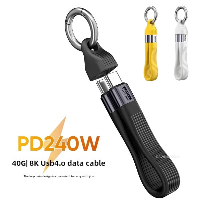 Cavo USB-C a USB-C corto da 240W 40Gbps USB4 per ricarica rapida e trasferimento dati 8K, con funzione di estensione.