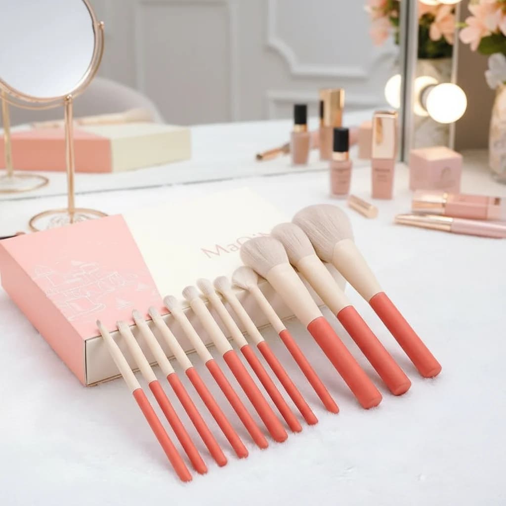 Set di pennelli per trucco da 12 pezzi, fondotinta per capelli morbidi, ombretto, cipria in polvere, strumenti di bellezza per trucco professionale